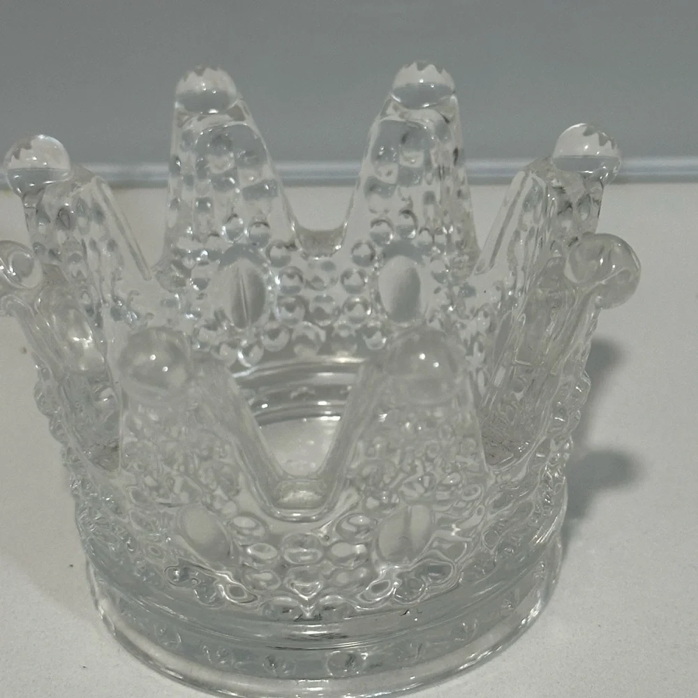 Crown Glass Crystal Tea Light Home Decor Studio Crystal Clear Cute 2